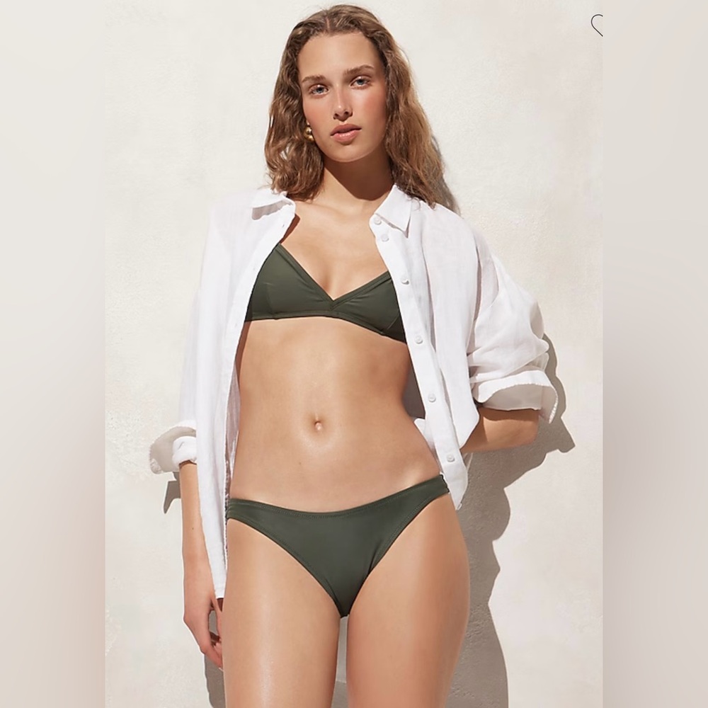 J. Crew Safari Curved Waist High Cut Leg Cheeky Bikini Bottom Swimwear Size Med